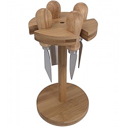 Jogo 4 Facas Para Queijo Com Suporte